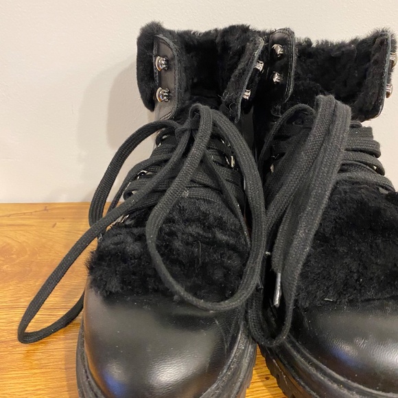 Elena Solano Black Faux Fur Lace Up Booties - Picture 5 of 8